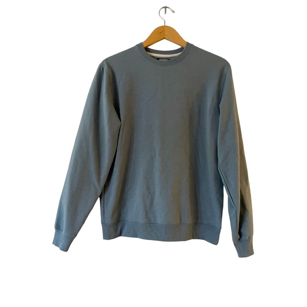 RSQ Mens Crewneck Sweatshirt Size S Solid Indigo Fade‎ Blue Fleece Pullover